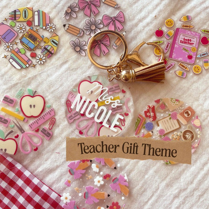 Mysteriebundel met UV-DTF-sticker | 2" cirkelvormige acrylsleutelhangersticker | DIY-sleutelhangerset | Cadeau voor kinderen, Knutselen voor kinderen, goedkope feestartikelen afbeelding 12