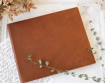 Soft Leather Guest Book or Soft Leather Photo Album/Photo Guest Book- various leather colors - by ClaireMagnolia