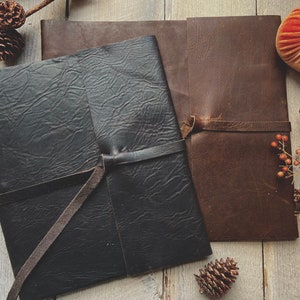 Nachfüllbare Ledermappe mit klaren Hüllen, Leder Scrapbook für die Arbeit, Kunst, Fotografie Mappe, 8.5x11, 12x12, 14x11 von ClaireMagnolia