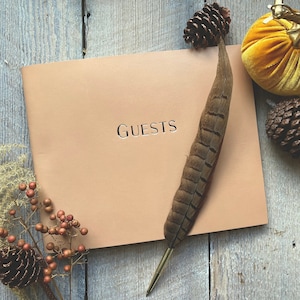 Classic, Soft Leather Guest Book - or Leather Photo Album Guestbook with optional &quot;Guests&quot; Stamp