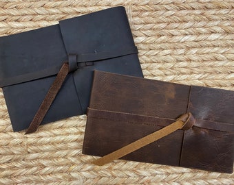 One-of-a-Kind! Guest Book - Leather Panoramic Guest Book with Wrap Tie