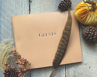 Classic, Soft Leather Guest Book - or Leather Photo Album Guestbook with optional "Guests" Stamp