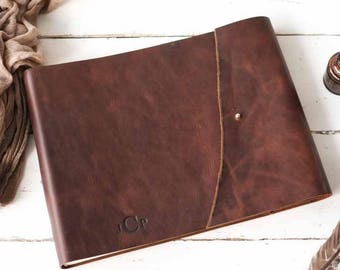 Rugged Leather Book, a Rustic Wedding Photo Album, a Leather Album w/ Rivet Closure - by ClaireMagnolia