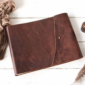 Rugged Leather Book, a Rustic Wedding Photo Album, a Leather Album w/ Rivet Closure - by ClaireMagnolia