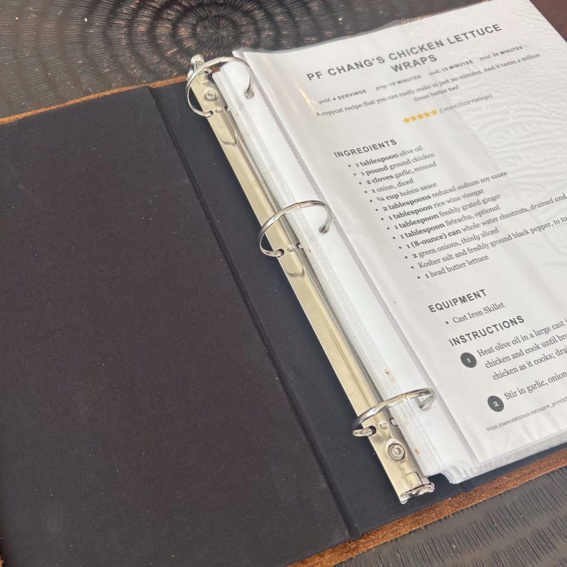 Recipe Binder with Clear Sleeves, Natural Leather Family Recipe Book, Personalized Couple Wedding Gift, Housewarming Gift - ClaireMagnolia image 11