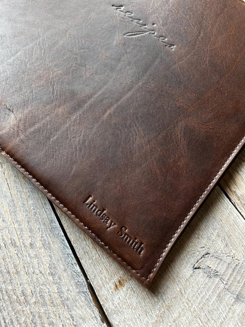 Recipe Binder with Clear Sleeves, Natural Leather Family Recipe Book, Personalized Couple Wedding Gift, Housewarming Gift - ClaireMagnolia image 6