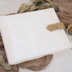 The Beaded Velvet Book - Wedding Album or Guest Book with Gold Beaded Closure