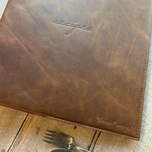 Recipe Binder with Clear Sleeves, Natural Leather Family Recipe Book, Personalized Couple Wedding Gift, Housewarming Gift - ClaireMagnolia image 7
