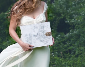 The Beaded Velvet Book - Wedding Album or Guest Book with Gold Beaded Closure