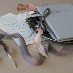 Wedding Vows Book with Silk Ribbon or Metallic Ribbon by Claire Magnolia image 5