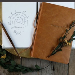 Leather Vow Book, Vow Book Rustic the perfect Wedding Keepsake & Wedding Officiant Book image 5