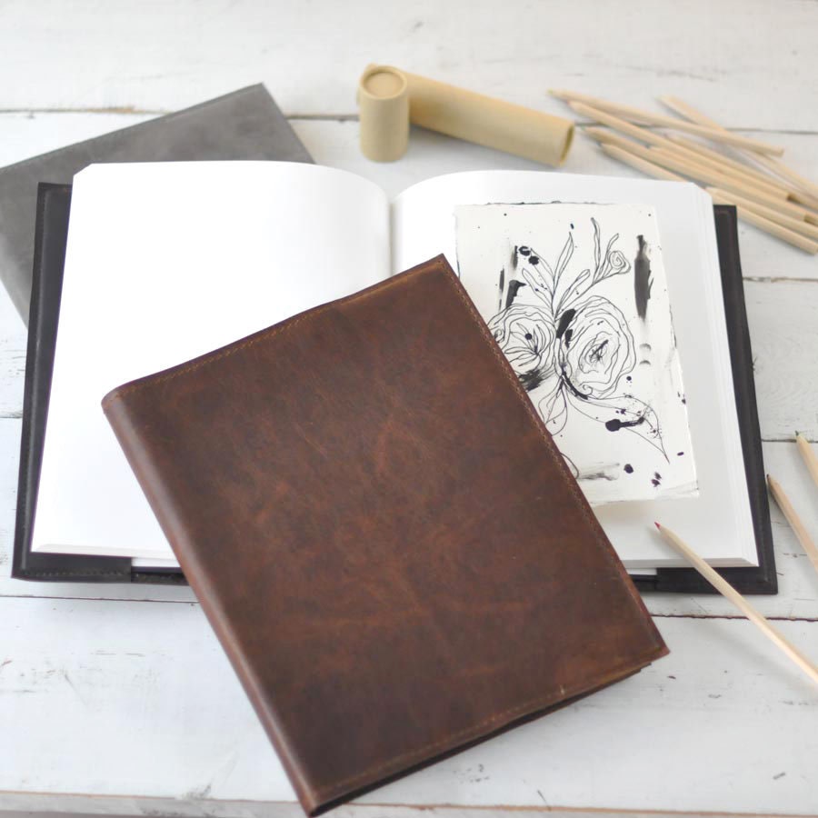 Blank Vintage Leather Paper Sketchbook Blank Sketch Notebook - Temu