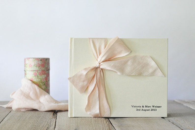 Silk Wedding Guest Book Silk Dupioni Bow by Claire Magnolia image 3