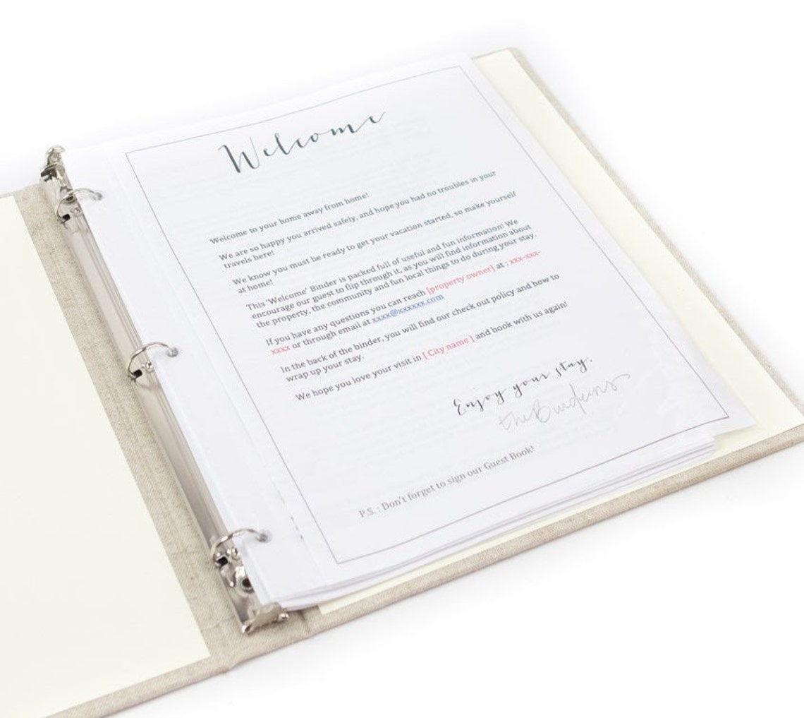 Rental Home Binder Rental Binder for Airbnb and Etsy