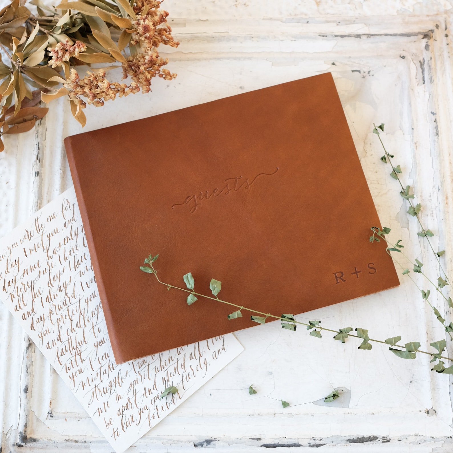 Classic Leather Guest Book Custom Photo Guestbook Etsy