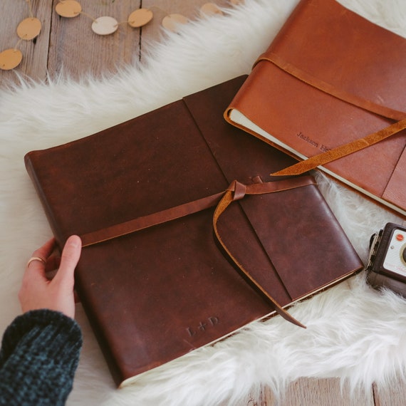 Leather Photo Album Rustic Leather Album W/wrap Tie Closure, for Family  Photo Album, Wedding Album, Travel Album Claire Magnolia 