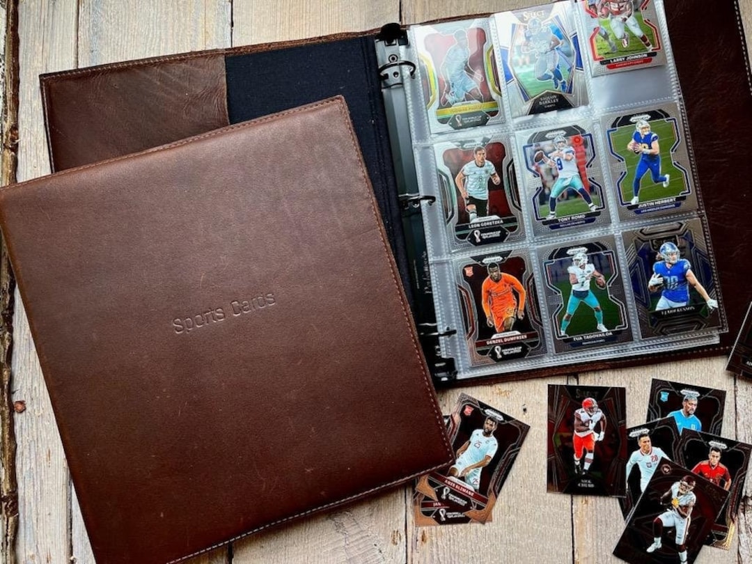 Sports Card Binder, Leather 3 Ring Trading Card Binder With 9 Pocket