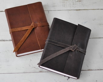 Leather Wrap Tie Journal - Leather Journal by ClaireMagnolia