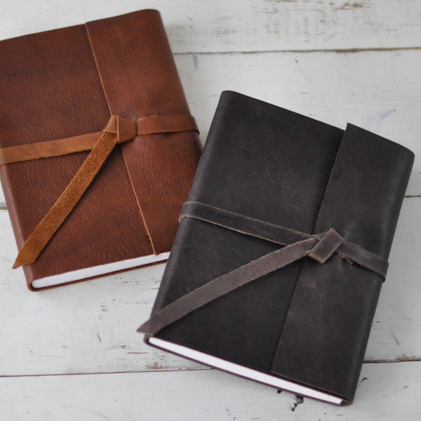 Leather Wrap Tie Journal - Leather Journal by ClaireMagnolia