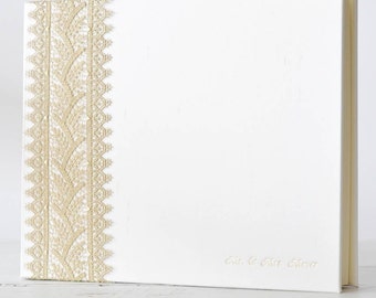 Royal Gold Lace Wedding Photo Album or Photo Guest Book - by Claire Magnolia