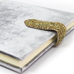 The Beaded Velvet Book Wedding Album or Guest Book with Gold Beaded Closure image 7