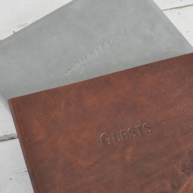 Personalized Leather Guest Book Rustic Brown Leather & Other Etsy