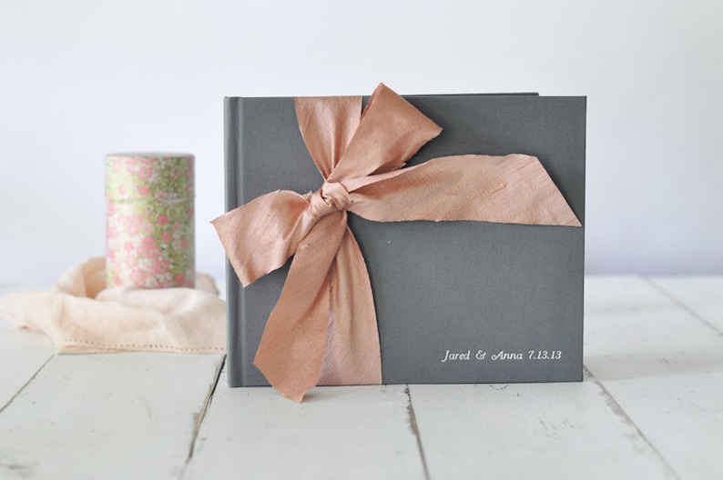 Silk Wedding Guest Book Silk Dupioni Bow by Claire Magnolia image 5