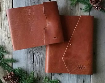Rugged Leather Book, a Rustic Wedding Photo Album, a Leather Album w/ Rivet Closure - by ClaireMagnolia
