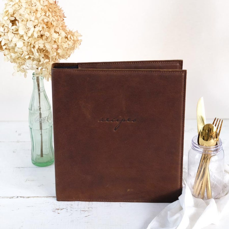 Recipe Card Binder Natural Leather by Clairemagnolia Etsy UK