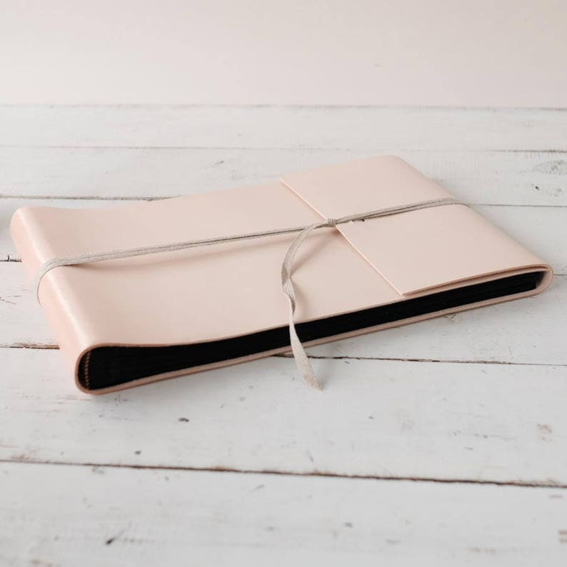Blush Leather Album Modern Wrap Style in Blush or Gray Natural Leather image 8