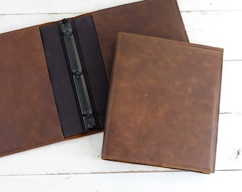 Leather 3-Ring Binder, Refillable Leather Organizational Binder - by ClaireMagnolia