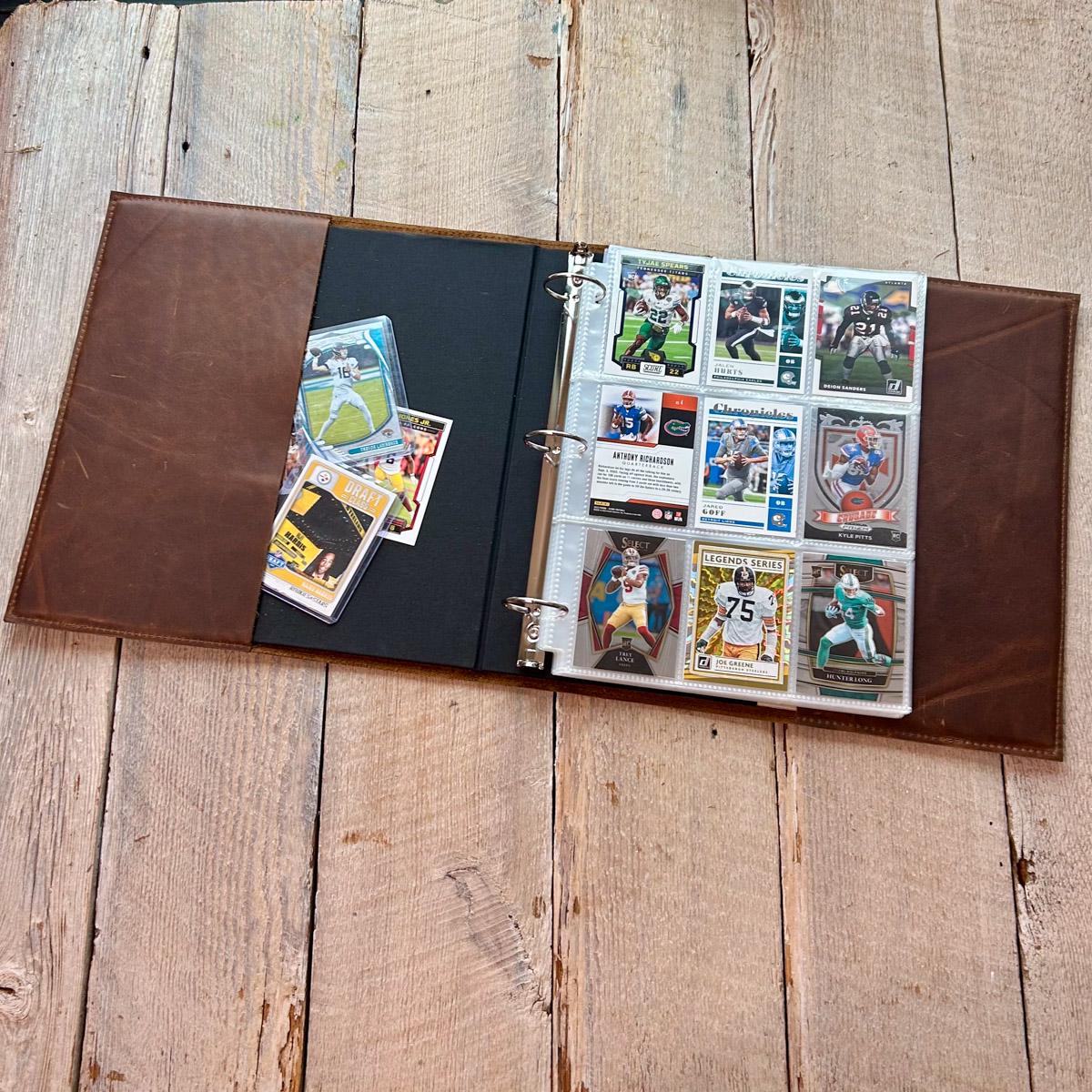 Sports Card Binder, Leather 3 Ring Trading Card Binder With 9 Pocket  Sleeves- by Clairemagnolia - Etsy