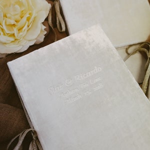 Wedding Vows Book with Silk Ribbon or Metallic Ribbon by Claire Magnolia image 4