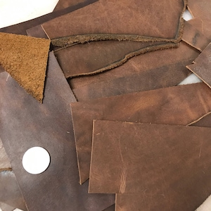  Premium Genuine Brown Leather Scraps - Large Leather