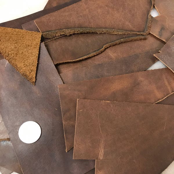 Premium Brown Leather Scraps and Remnants -Rustic Brown & More Colors!