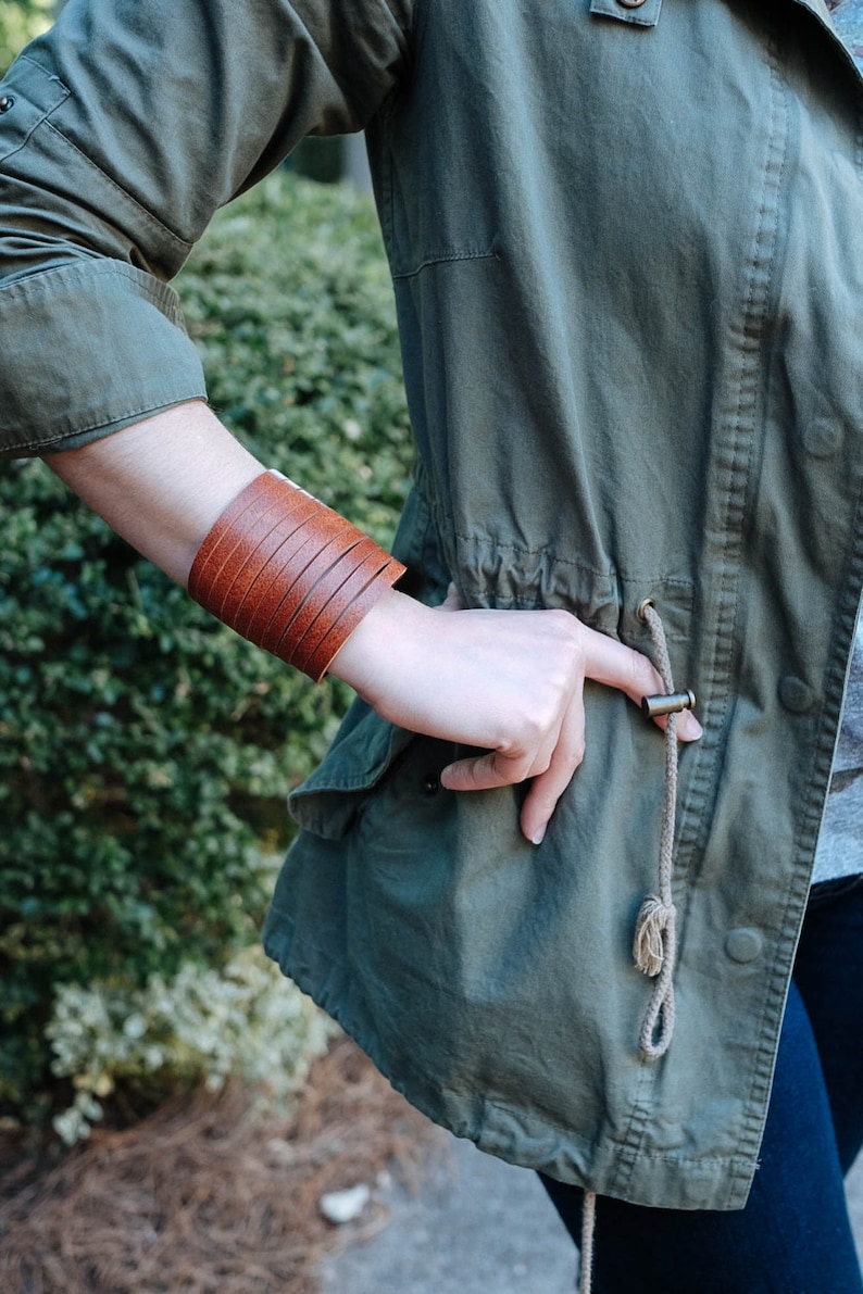 Leather Fringe Cuff Leather Cuff Bracelet by Etsy