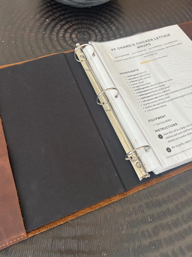 Recipe Binder with Clear Sleeves, Natural Leather Family Recipe Book, Personalized Couple Wedding Gift, Housewarming Gift - ClaireMagnolia image 10