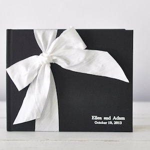 Photo Guest Book - Sign In Book Guest - Silk Dupioni Bow - by Claire Magnolia
