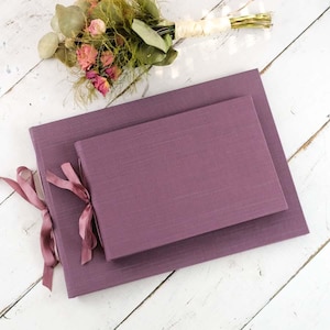 Wedding Guest Book, photo guestbook or wedding album- Personalized Artisan Album with silk ribbon or metallic ribbon