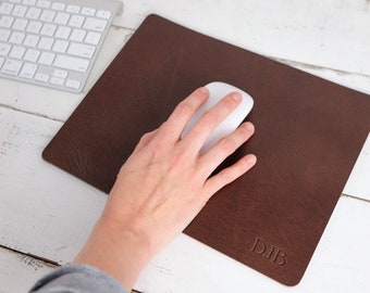 Personalized Leather Mouse Pad - Leather Mousepad by ClaireMagnolia