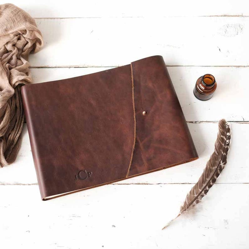 Rugged Leather Book, a Rustic Wedding Photo Album, a Leather Album w/ Rivet Closure by ClaireMagnolia image 1