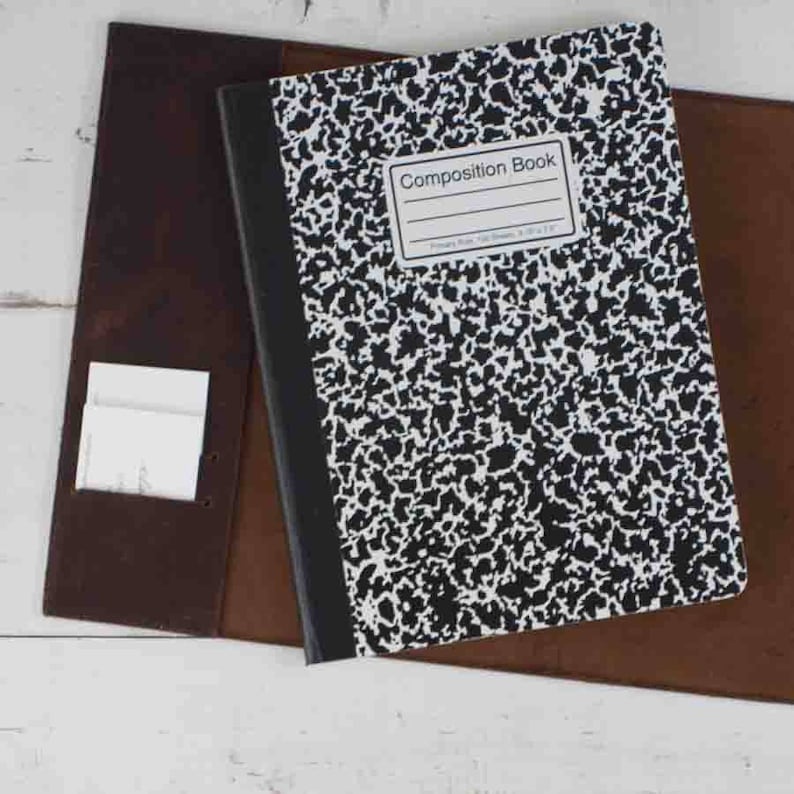 Refillable Leather Composition Notebook Holder Personalized Etsy