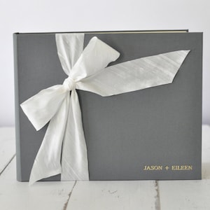 Personalized Wedding Photo Album - Guest Book - Silk Dupioni Bow by Claire Magnolia