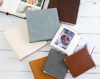 Classic, Soft Leather Photo Album with clear pocket 4x6 Sleeves, for Family Photo Album, Wedding Album - by ClaireMagnolia