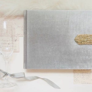The Beaded Velvet Book Wedding Album or Guest Book with Gold Beaded Closure image 5