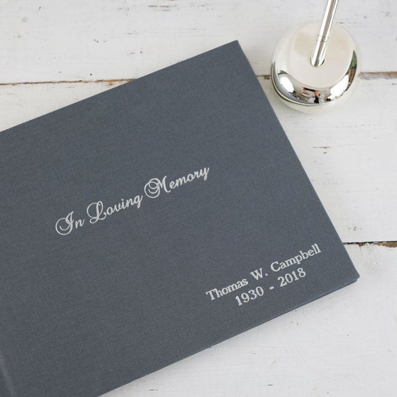 Memorial Guest Book Embossed Funeral Book in Loving Memory Etsy