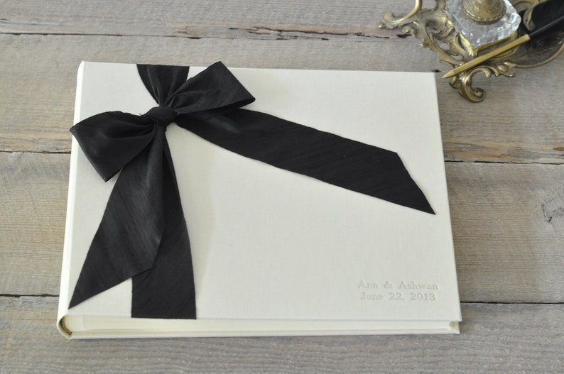 Wedding Sign In Book Guest Wedding Guest Book Ideas and Photo Album Silk Dupioni Bow by Claire Magnolia image 3