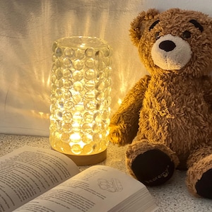 Desk lamp - Handmade Crystal Bubble Glass Lamp – Warm Ambient Light-Table Lamp-Bedroom Lamp- Lamp shades-bedside lamps — table lamps