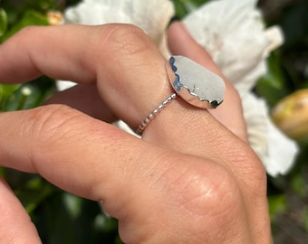 Chunky White Sea Glass Ring