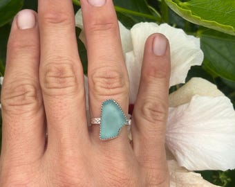 Light Blue Seaglass Ring
